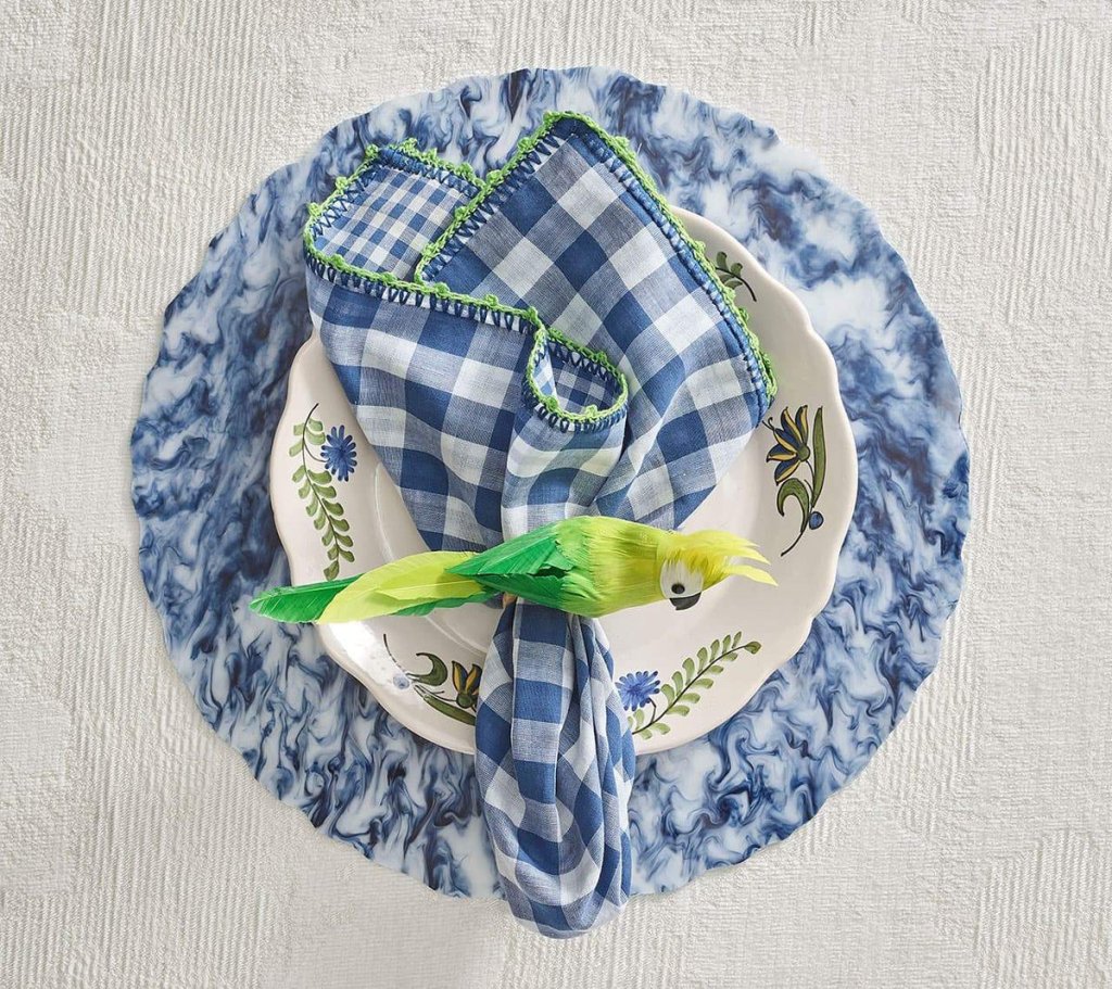 Waves Placemat in White & Navy, Set of 4