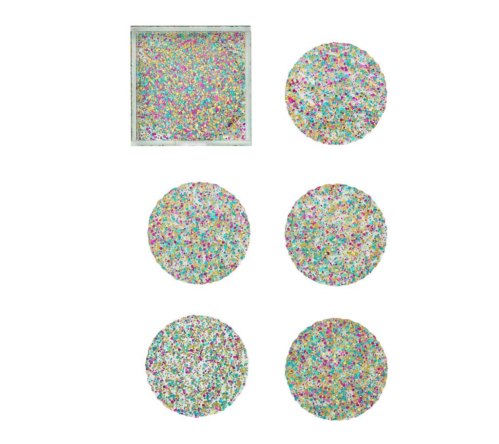 Prism Coasters in Multi, Set of 6 in a Caddy