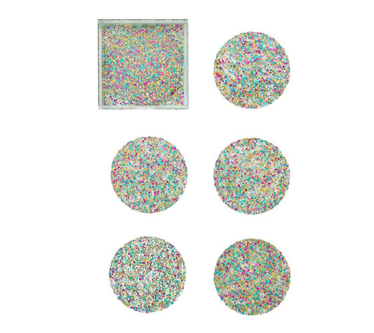 Prism Coasters in Multi, Set of 6 in a Caddy