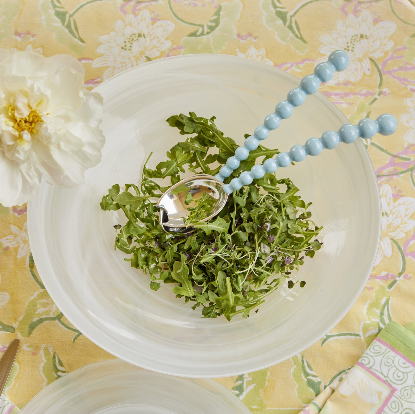 Pearled Aqua Salad Servers