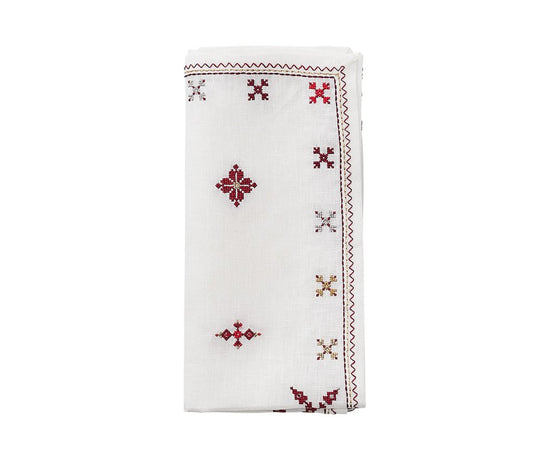Fez Napkin in White, Red & Gold, Set of 4