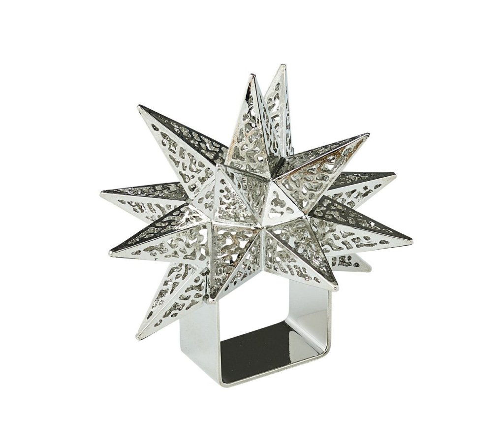 Stardust Napkin Ring in Silver, Set of 4
