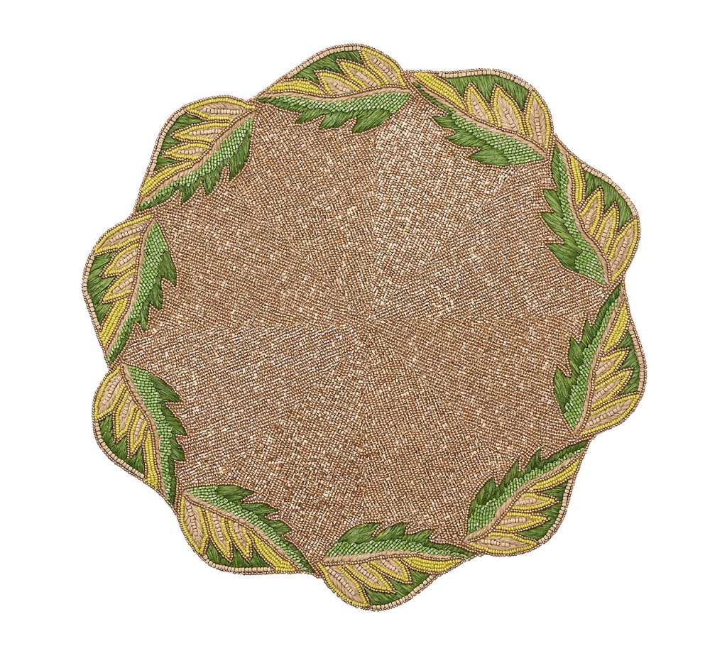 Winding Vines Placemat in Green & Gold, Set of 2